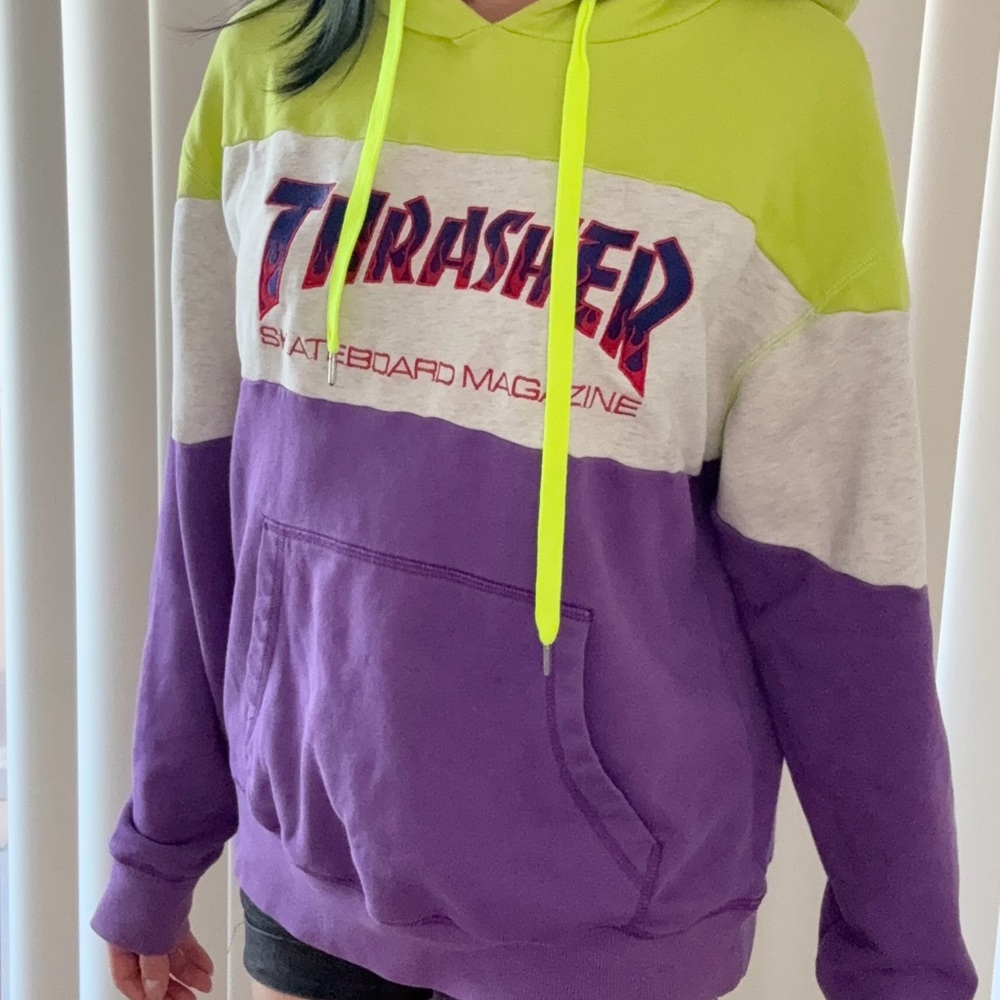 Thrasher Lime and Purple Skate Hoodie